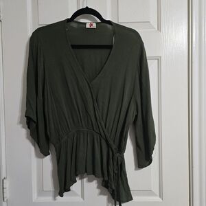 Olive Green Wrap Top 2XL